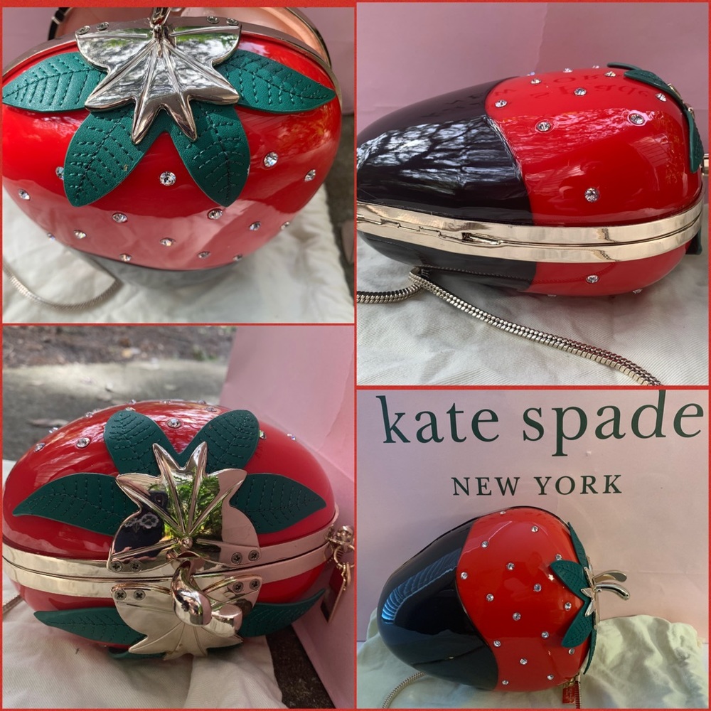 Kate Spade Novelty Strawberry Clutch Shoulder Bag - Picture 6 of 8